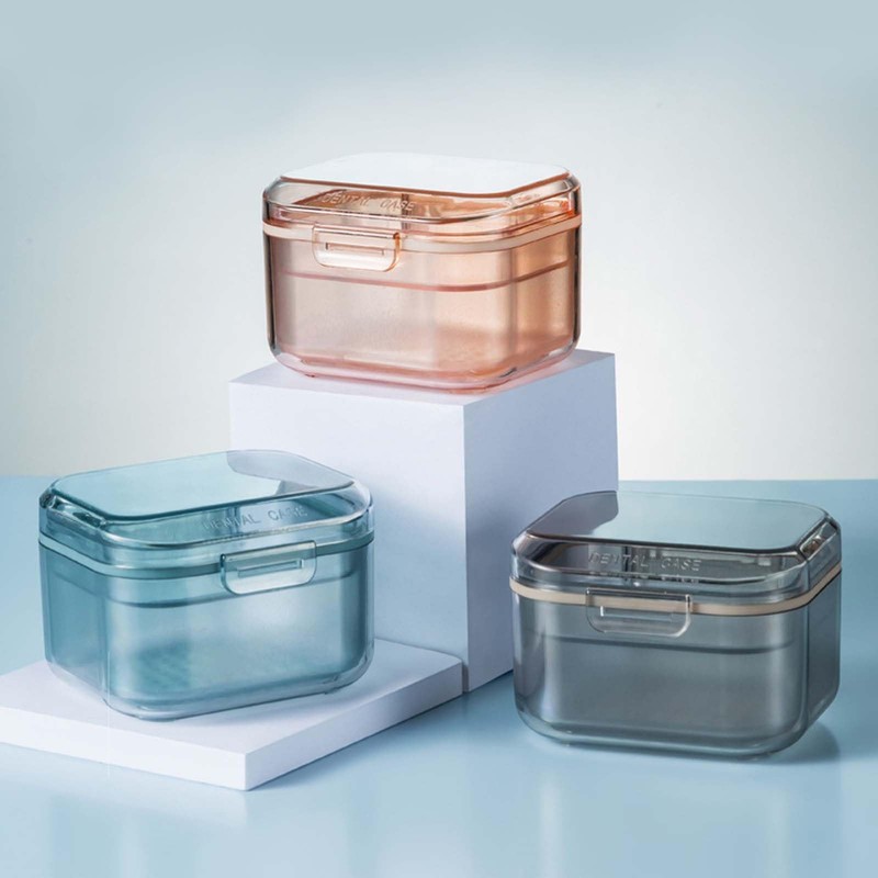 Disnace Dental Container Case, Denture Case for Soaking Dentures, Portable