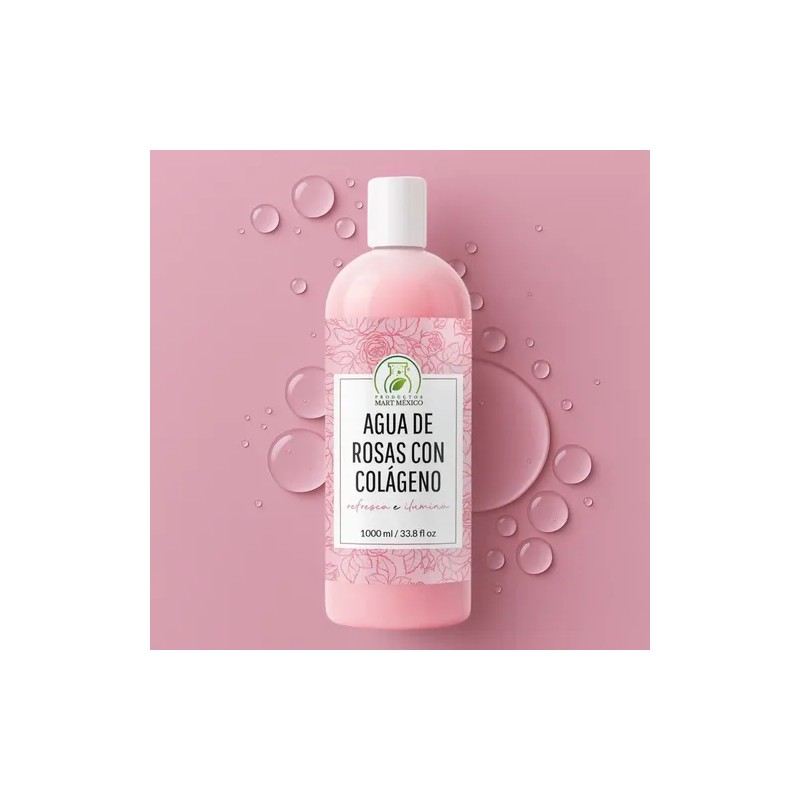 Tónico Agua de Rosas Productos Mart Mexico 1L Colágeno Hidratante