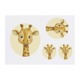 4 x 'Cute Baby Giraffe' Temporary Tattoos - Water Resistant, Skin-Safe, Non-Toxic Transfers, Mixed Sizes (TO00078022)
