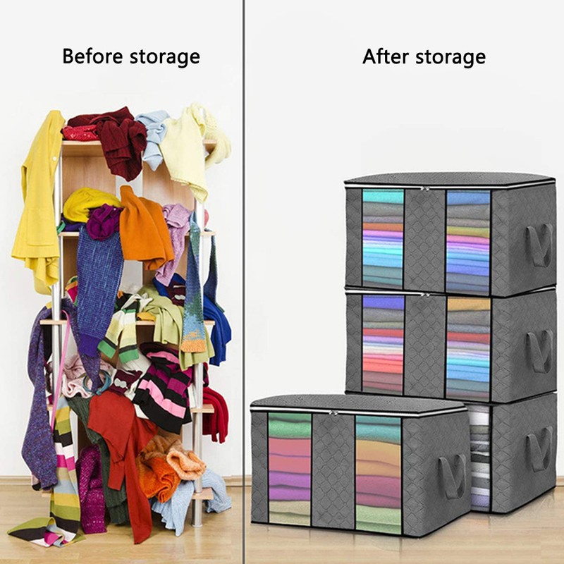 4PCS Clothes Storage Bag Large Capacity Clothing Organizers Foldable Closet