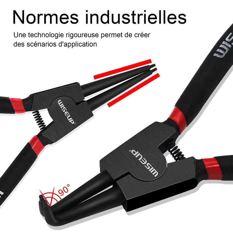 WISEUP Circlip Pliers 7 inch, Straight External Tips (Tip Diameter