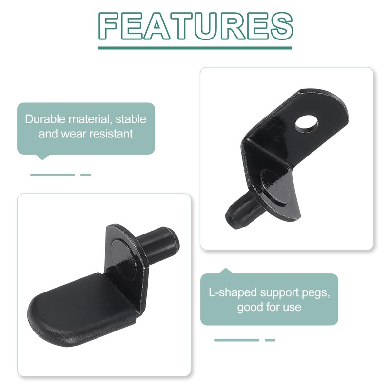 sourcing map 20Pcs Shelf Support Pegs, 6mm L-Shaped Bracket Style