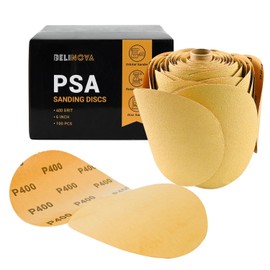 BELINOVA 100PCS PSA Sanding Discs 400 Grit Sandpaper Discs 6 Inch Sand Paper Discs for Sander DA Sander Orbital Sander Aluminum Oxide Self Stick Fine Grit Sandpaper for Wood Car Paint Crafts Metal