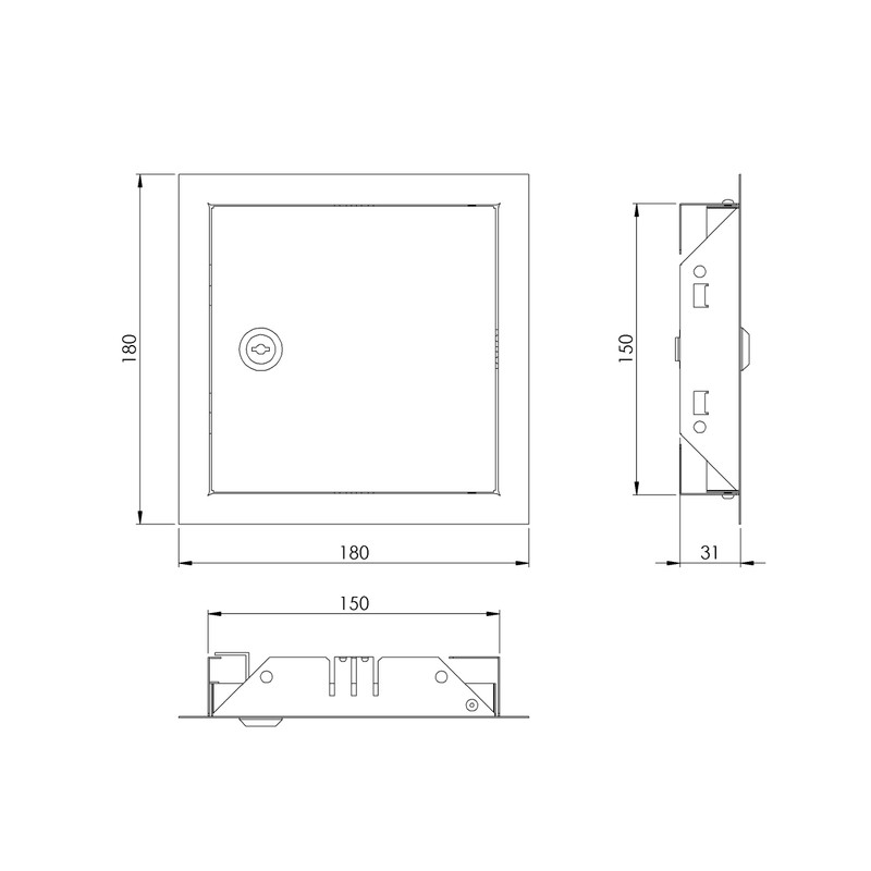 150x150mm / 6x6 inch White Metal Access Panel with Key