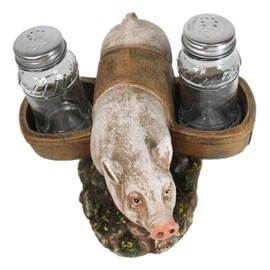 Ebros Gift Animal Farm Barn Porky Pig With Saddlebags Salt Pepper Shakers Holder Figurine Piggy Pigs Whimsical Pork Bacon Piglet Statue Spice Organizer