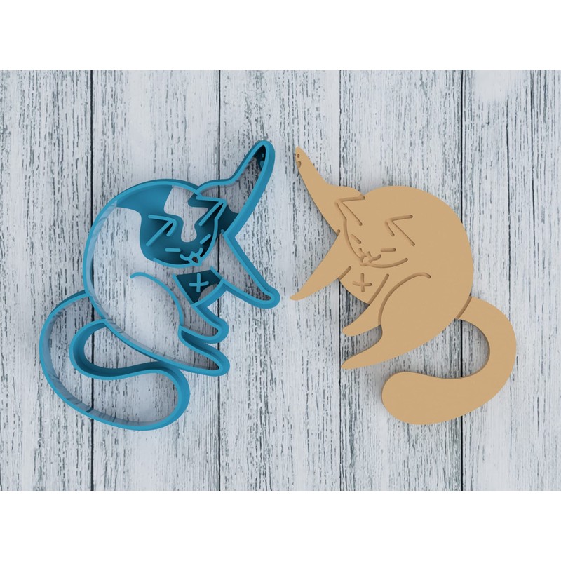 Cat Licking Butt Cookie Cutter - Kitty Booty Feline Butthole