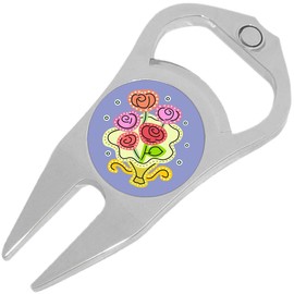 NewCharms Flowers in Vase Golf Ball Marker Divot Repair Tool Bottle Opener