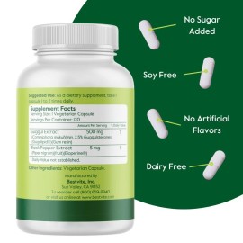 Bestvite Guggul Extract 500mg (Gugulipid) (120 Vegetarian Capsules)-Clin