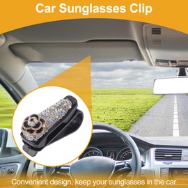 Hihaha Car Sunglasses Clip Universal Sun Visor Sunglasses Holder for Car ABS,Diamond White 6.5x3cm 1 Pc