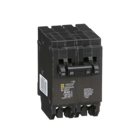Square D by Schneider Electric HOMT2020220CP Homeline Tandem Circuit Breaker, 2 x 1 pole at 20A, 1 x 2 pole at 20A, 120/240V, 10 kA AIR, Plug-In Mount