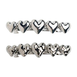 SXQLYH Pack of 2 French Hair Clips Women, Metal Clips, Barrette Hair Clip, Bun Hair Clip, Metal Hair Holder Clips, Minimalist Hair Clips, Decorative Hair Accessories (Silver Heart)