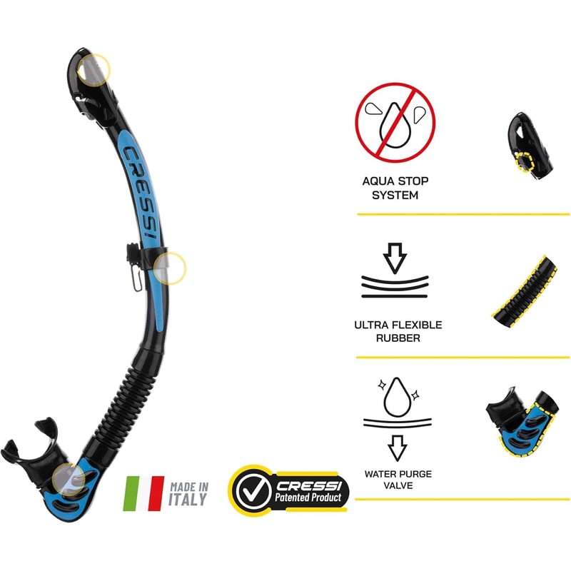 CRESSI Unisex Adult Alpha Ultra Dry Snorkel Dry Snorkel Ideal