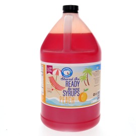 Hypothermias Peach Ready to Use Gallon (128 Fl. Oz) Hawaiian Snow Cone Flavors Syrup - Shaved Ice, 100% Pure Cane Sugar