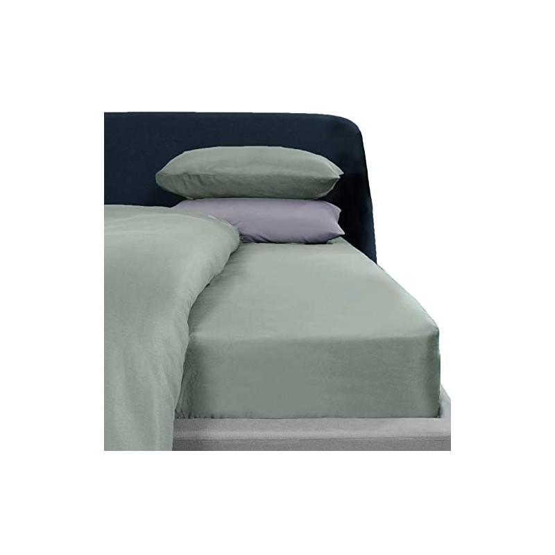 Brentfords Plain Dyed Bed Fitted Sheet Soft Microfibre Duck Egg