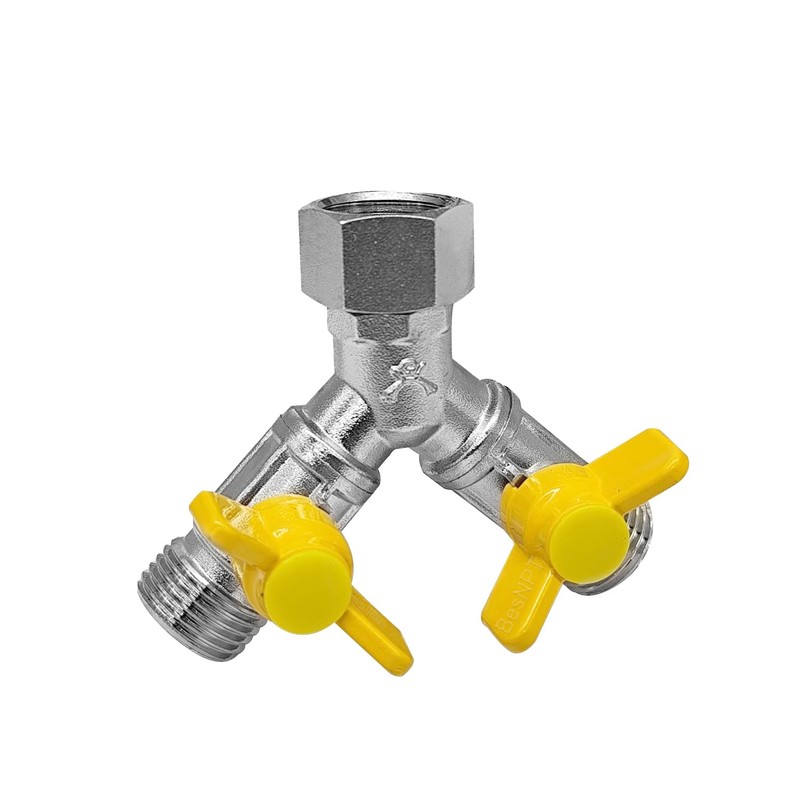 BesNPT G1/2" Female x Male x Male Y-Shape 3-Way Shut-Off
