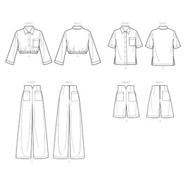 Butterick Misses' Button Front Shirt, Wide Leg Pants and Shorts Sewing Pattern Kit, Design Code B6880, Sizes 6-8-10-12-14
