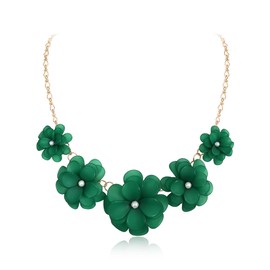 Flyonce Flower Collar Necklace, Floral Statement Summer Beach Chokers Necklaces for Women, Costume Jewelry Gifts Green