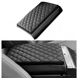 RSLUX Center Console Cover for Toyota RAV4 2026 Accessories Thickened Armrest Cover Middle Console Lid Protector Leather Cushion Pad for RAV4 (Black Stitches)
