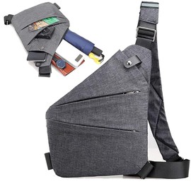 Worzwin Anti Theft Bag, Anti Theft Travel Bag Crossbody Bag Flex Bag Personal Pocket Bag (Grey)