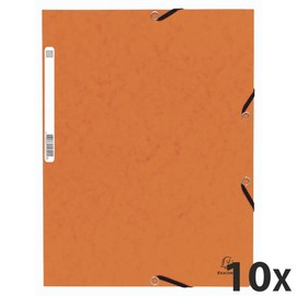 Exacompta 55304E Pack of 10 Portfolders Made of Extra Strong Colorspan Cardboard DIN A4 with 3 Flaps and Elastic Bands Orange Portfolio Folder Document Folder Ideal for Office and School