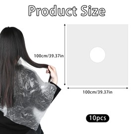 YQQYG Pack of 10 Disposable Hair Dye Capes, 100 x 100 cm Waterproof Hair Dye Capes, Hairdressing Cape, Salon Capes, Hair Dyeing and Styling Bibs for Hairdressers and Artist Customers, transparent
