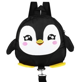 Baby Harness Backpack Toddler Walking Safety Backpack with Cartoon Pattern and Anti-Lost Travel Bag Harness for 1-3 Years Old Baby(Black)