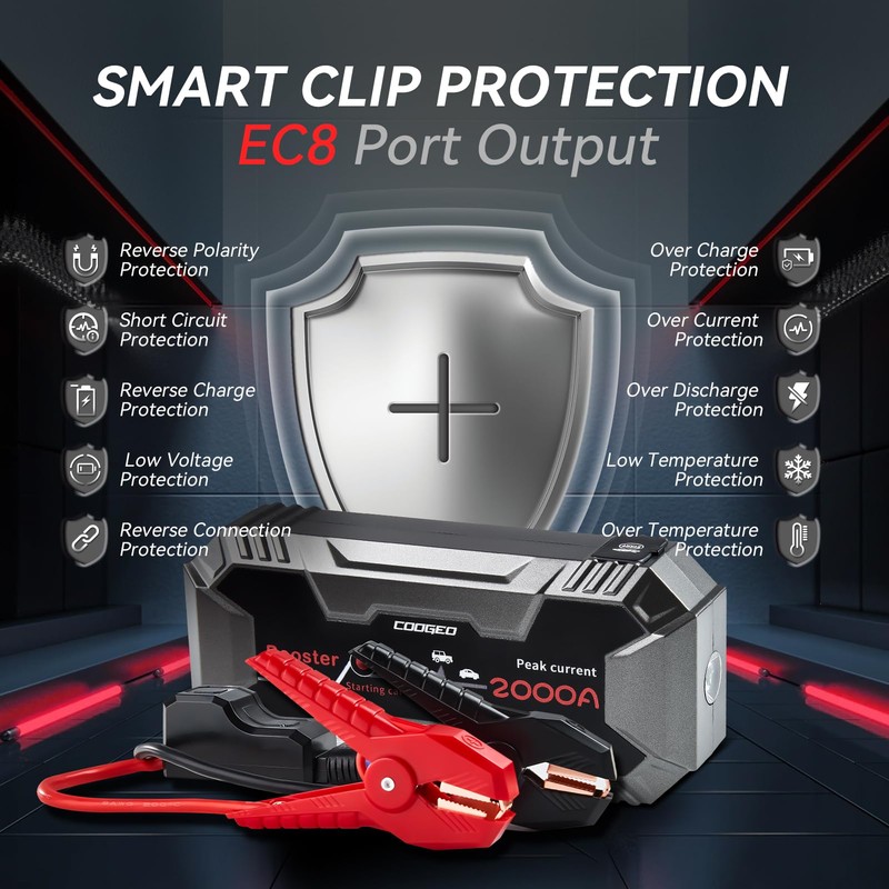 COOGEO Car Battery Jump Starter Portable, 2000A Jump Starter Battery
