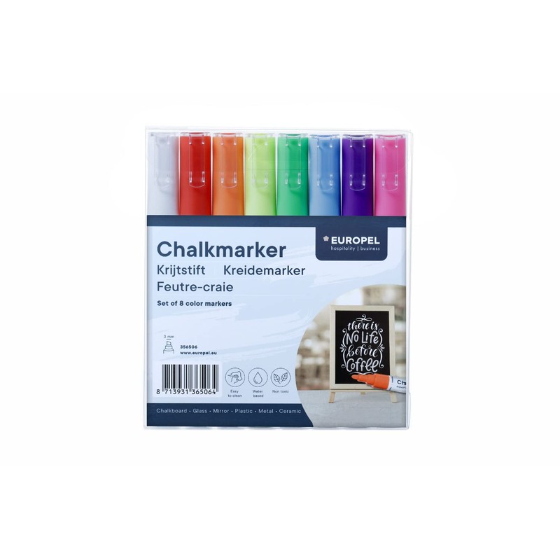 Europel Chalk Marker 3 mm Mixed Colours PVC Case Pack