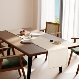 Encasa XO Table Runner | Pure Cotton with Hemstitch Design | Size 32 x 230 cm | Natural - Machine Washable