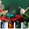 Vinyl Record Player with Water Waves Lamp, Dark Green Waves
