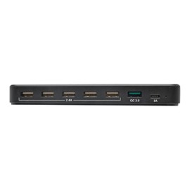 Tripp Lite 7-Port USB Charging Station Hub Quick Charge 3.0, USB-C, Storage, 6.6" x 4.9" x 2.6" (U280-007-CQC-ST)