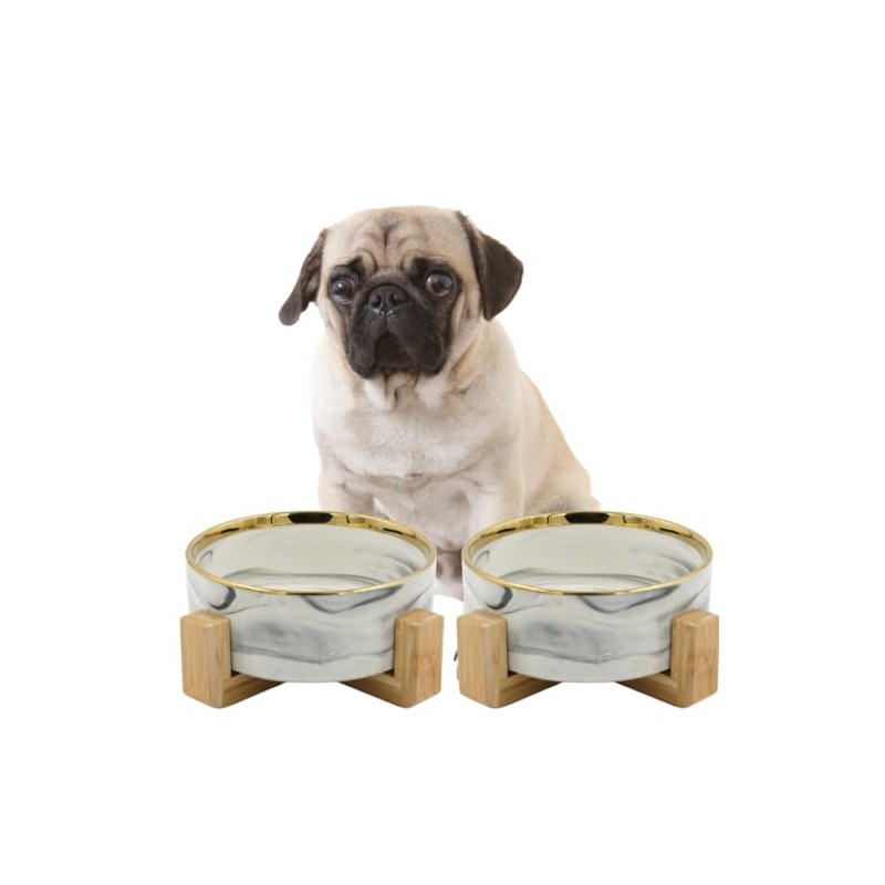 Paquete de 2 Platos para Perro y Gato de Cerámica