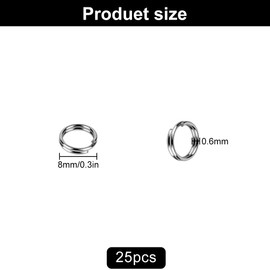 LICQIC Split Rings, 8 mm Metal Flat Split Key Ring, Key Ring Hoop for Jewelry Necklaces Bracelets Earrings Crafts Ornaments and DIY Arts (25 PCS)