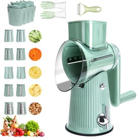 MklusiveTech 5 in 1 rotary cheese grater vegetable slicer rotary cheese grater with handle le d affaires 5 in 1 cheese shredder hand crank green