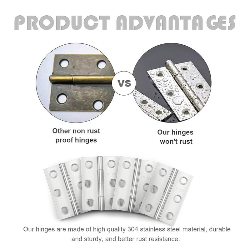 Pack of 8 Hinges Foldable 75 mm x 50 mm,