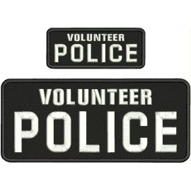 VOLUNTEER P EMBRIDERY PATCH 10X4 and 5x2 hook on back black/WHITE