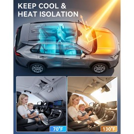 helloleiboo Graphene Windshield Sun Shade for SUVs and Most Mid-Size Sedans, 99% UV Blocking, Dual-Layer Honeycomb Heat Shield, Keeps Interior Cooler, Foldable