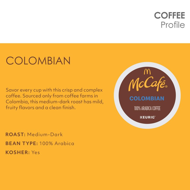 McCafe Colombian, Single Serve Coffee Keurig K-Cup Pods, Medium Roast,