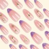 Nude Purple 3D Rhinestones Fake Nails Press On Nails Medium