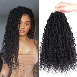 LMZIM 14 inch Goddess Locs Crochet Hair 8 Packs Faux Locs Crochet Hair for Black Women Hippie Locs Crochet Braids Pre Looped #4