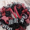 Monogram Mesh Door Wreath; black maroon burgundy red white