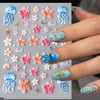 CharmBurst 2 Stück Sommerliche Nagel Sticker mit Blumen, Seesterne, Perlen,