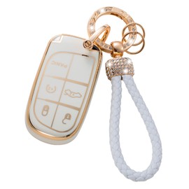 Gematay - Funda para llavero Jeep con cordón compatible con Grand Cherokee Renegade Wrangler Patriot Grand Commander Smart Key Holder