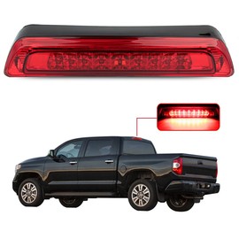 LBRST Rear High Mount Stop Brake Lights LED Third Brake Cargo Light Fit For Toyota Tundra 2007-2018 Third Rear Cab Roof Center Tail Cargo Lamp Chrome Housing+Red Len