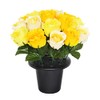 SF ARTIFICIAL YELLOW OPEN ROSE GRAVE POT WITH 16 FLOWERS
