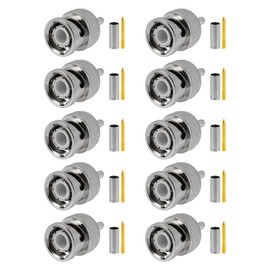 Vecys BNC Connectors 50 Ohm BNC Crimp Male Connector for RG316 RG174 RF Coaxial Cable Pack of 10