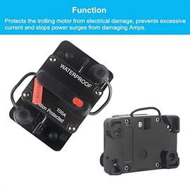wohhom WOHHOM 100 Amp Circuit Breaker with Manual Reset 12V-36V DC Waterproof Surface Mount for Car Audio Rv Marine Boat Truck Trolling Motors, 30-300A Car Speaker Resettable Fuse