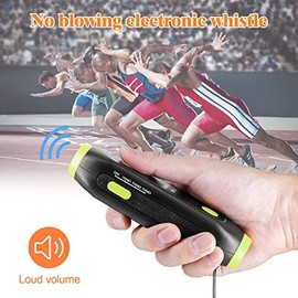 Silbato Electrónico, Funciona con Pilas, 3 Tonos, 3 Niveles de Volumen, Silbato sin Soplado con Cordón de Luz LED, Silbato de Emergencia de Alto Volumen para Entrenadores, árbitros (Verde)