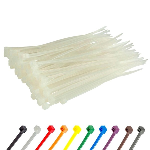 Gocableties Pack of 100 Cable Ties, White / Natural, 250