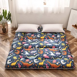 MAXYOYO Dinosaur Japanese Floor Futon Mattress for Boys Girls, Thicken Tatami Mat Sleeping Pad Foldable Bed Roll Up Mattress Floor Lounger Bed Couches and Sofas for Kids Twin Size